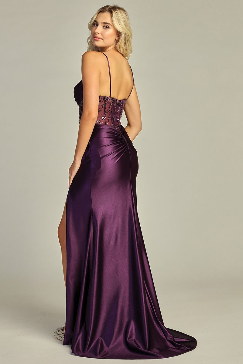 Satin, see-through corset dress. 7967L BY LET'S CORP