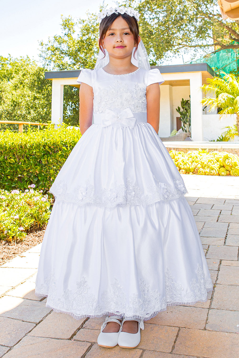 Dress Elegant illusion top satin 2910 by Cinderella Couture