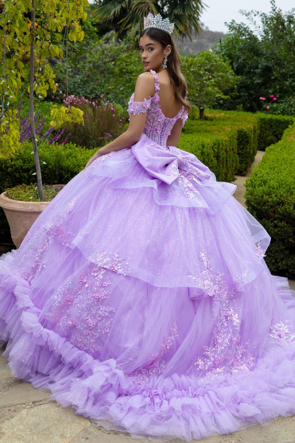 Perfect dress with ruffles, giving the appearance of an antique dress perfect for a quince or sweet sixteen GL3520 (GLS) BY GLORIA
