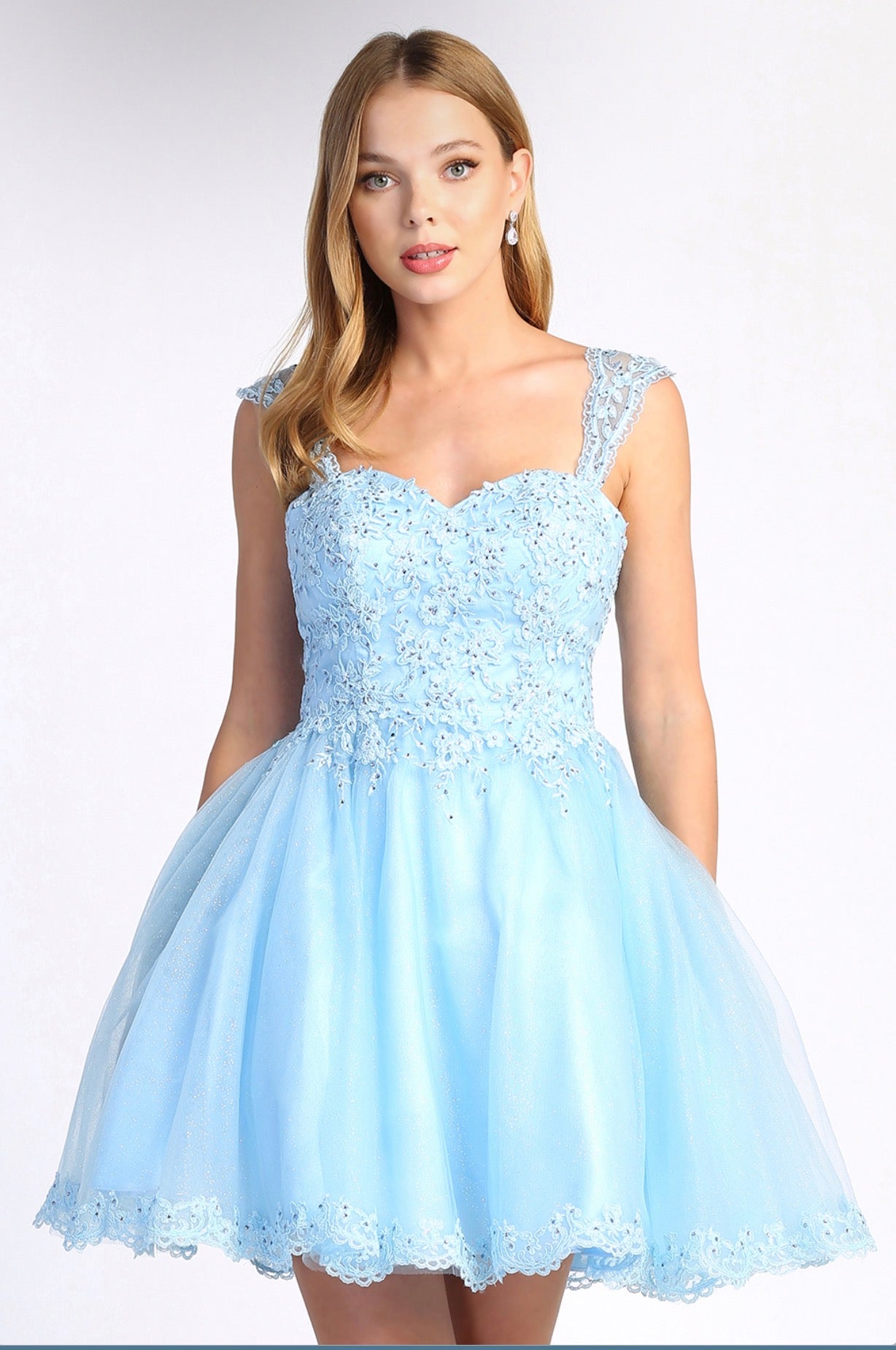 Beaded stones with a Corset, Off the Shoulder, A-Line Short Dress. 1004 BY ADORA DESIGN
