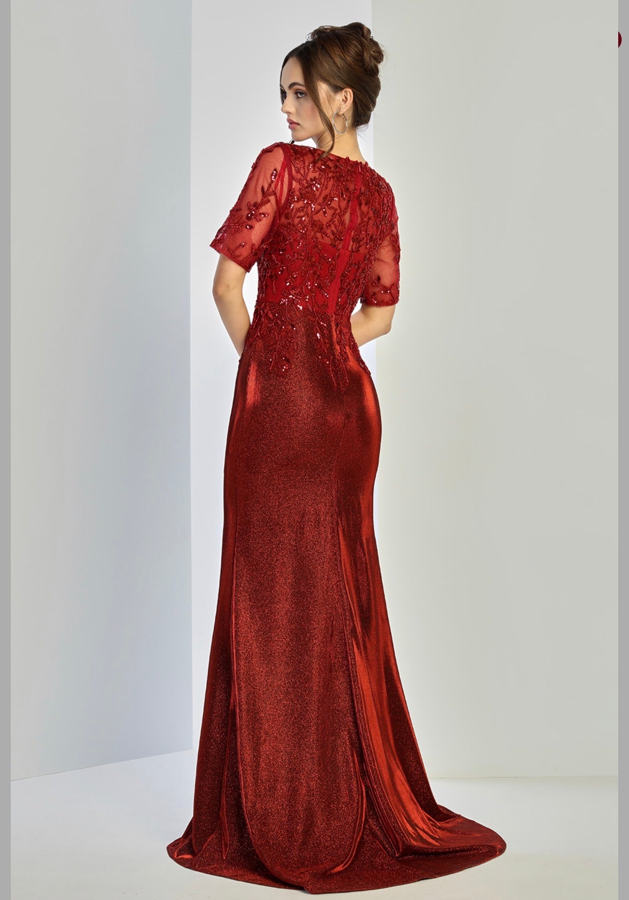Mermaid dress with sleeves perfect for your event. 3252-03 BY ADORA DESIGN