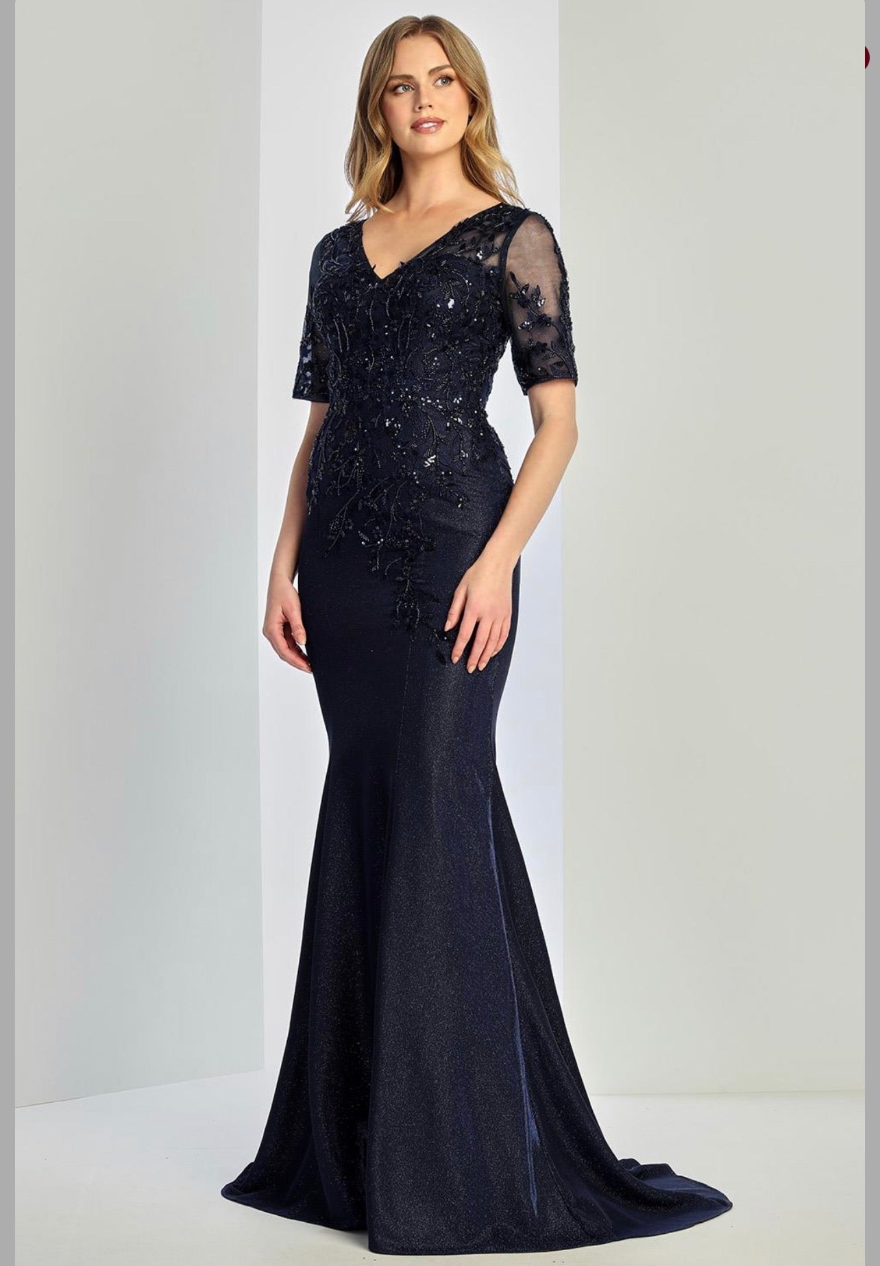 Mermaid dress with sleeves perfect for your event. 3252-03 BY ADORA DESIGN