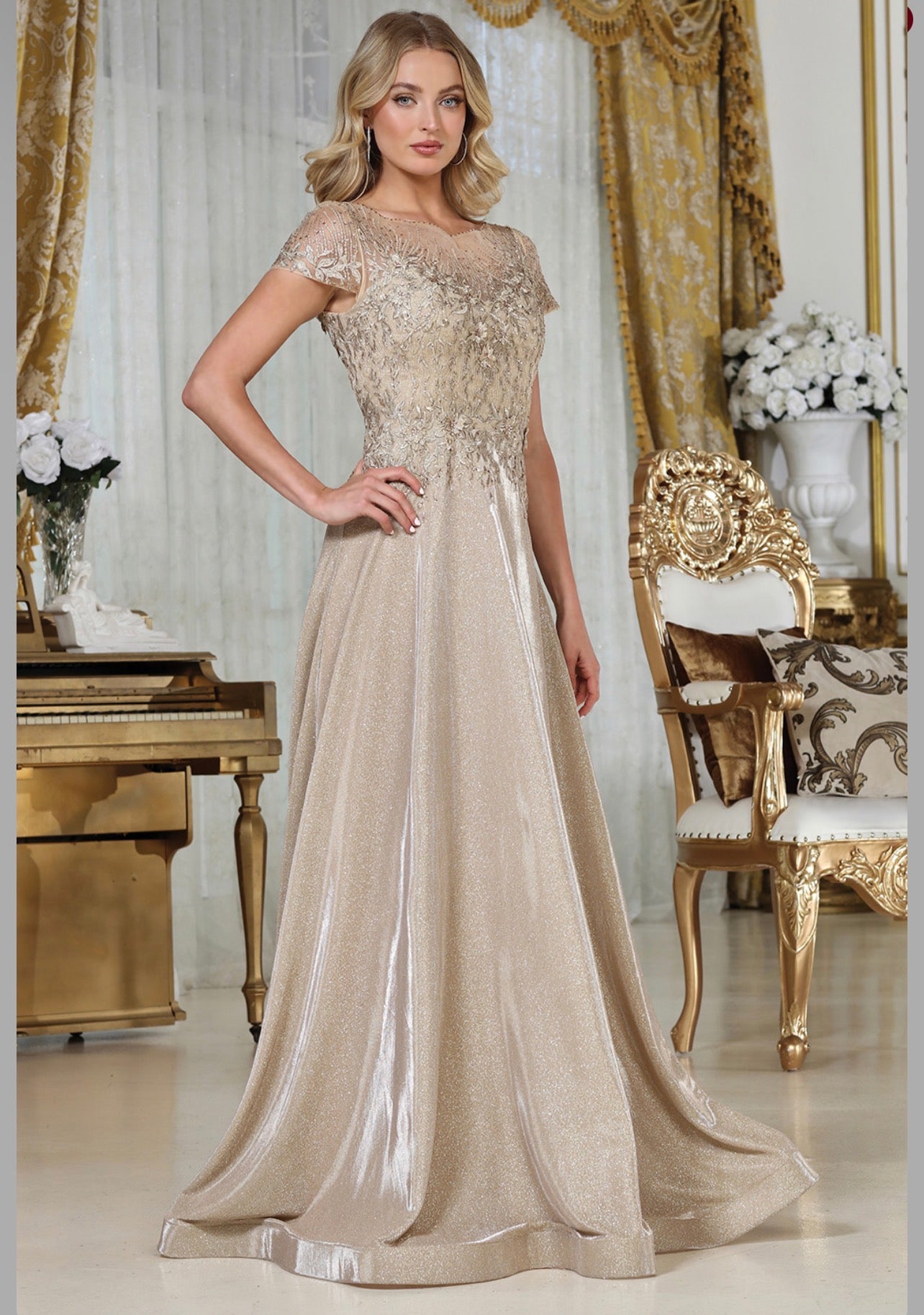 Beads Embellished Embroidered A-line Dress. 3316-03