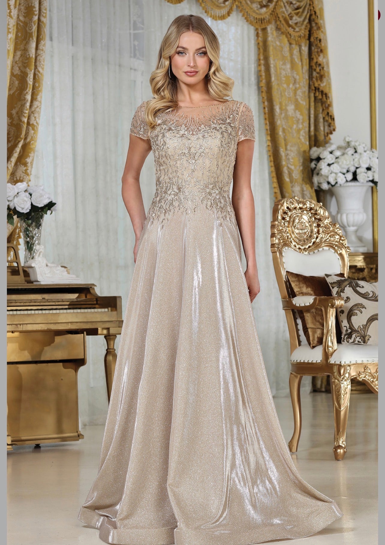 Beads Embellished Embroidered A-line Dress. 3316-03