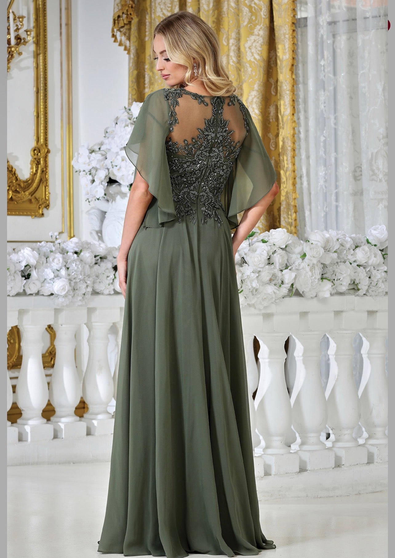 Show off in this beaded, sequin embroidered dress. 3318-03 BY ADORA DESIGN