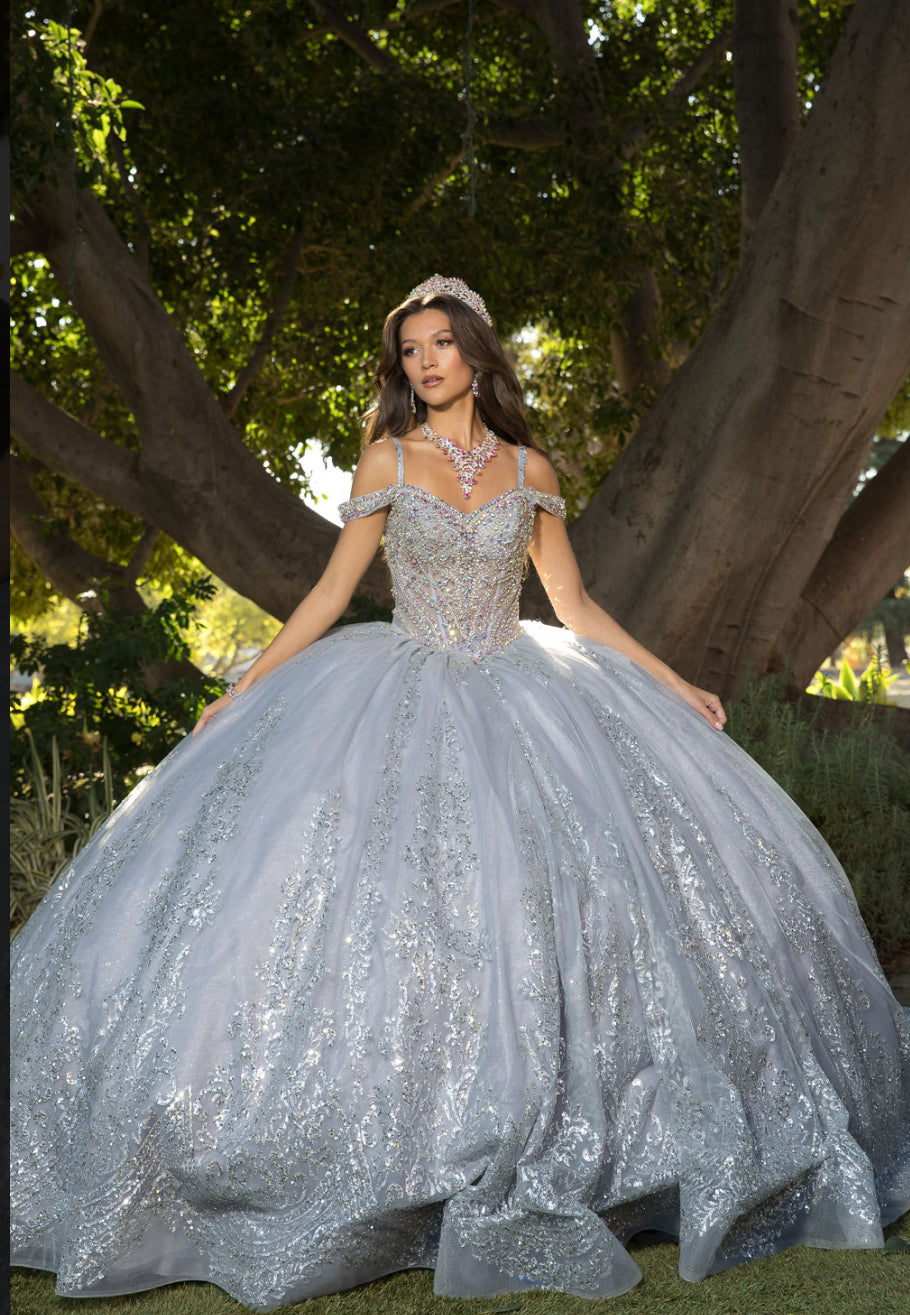 Platinum Quinceanera Dress. PQ1077 by Bella Couture