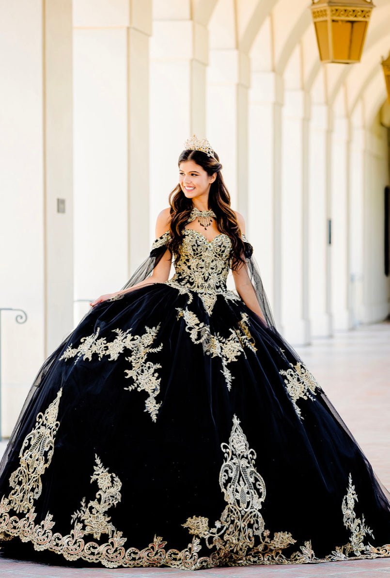 Embroidered Lace Quinceanera dress. PQ1016 By Bella Couture.