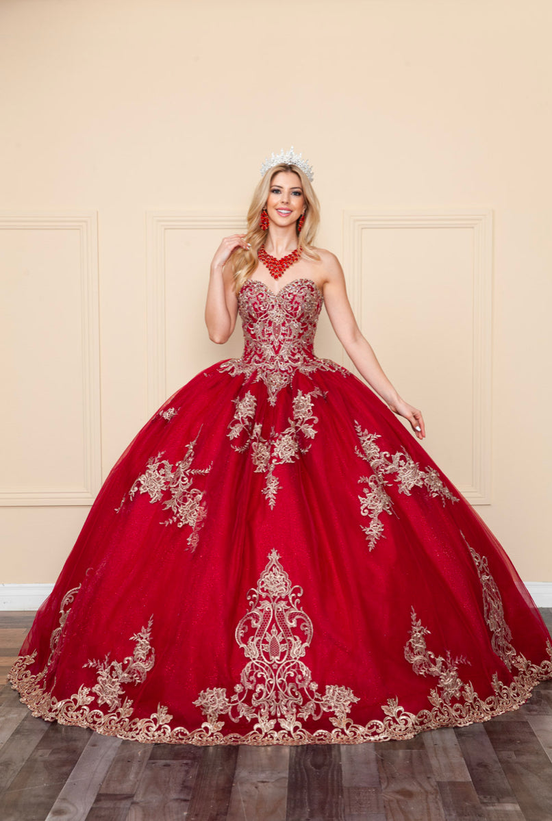 Embroidered Lace Quinceanera dress. PQ1016 By Bella Couture.