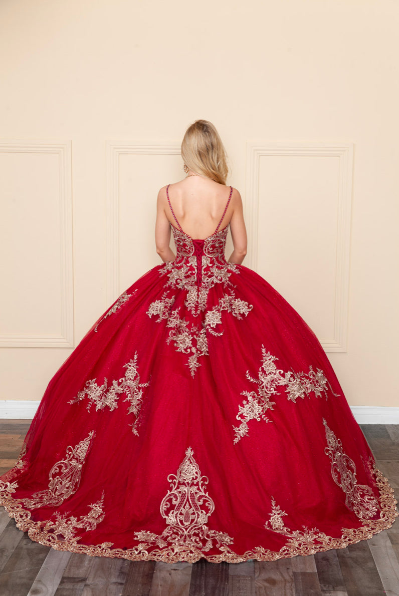 Embroidered Lace Quinceanera dress. PQ1016 By Bella Couture.