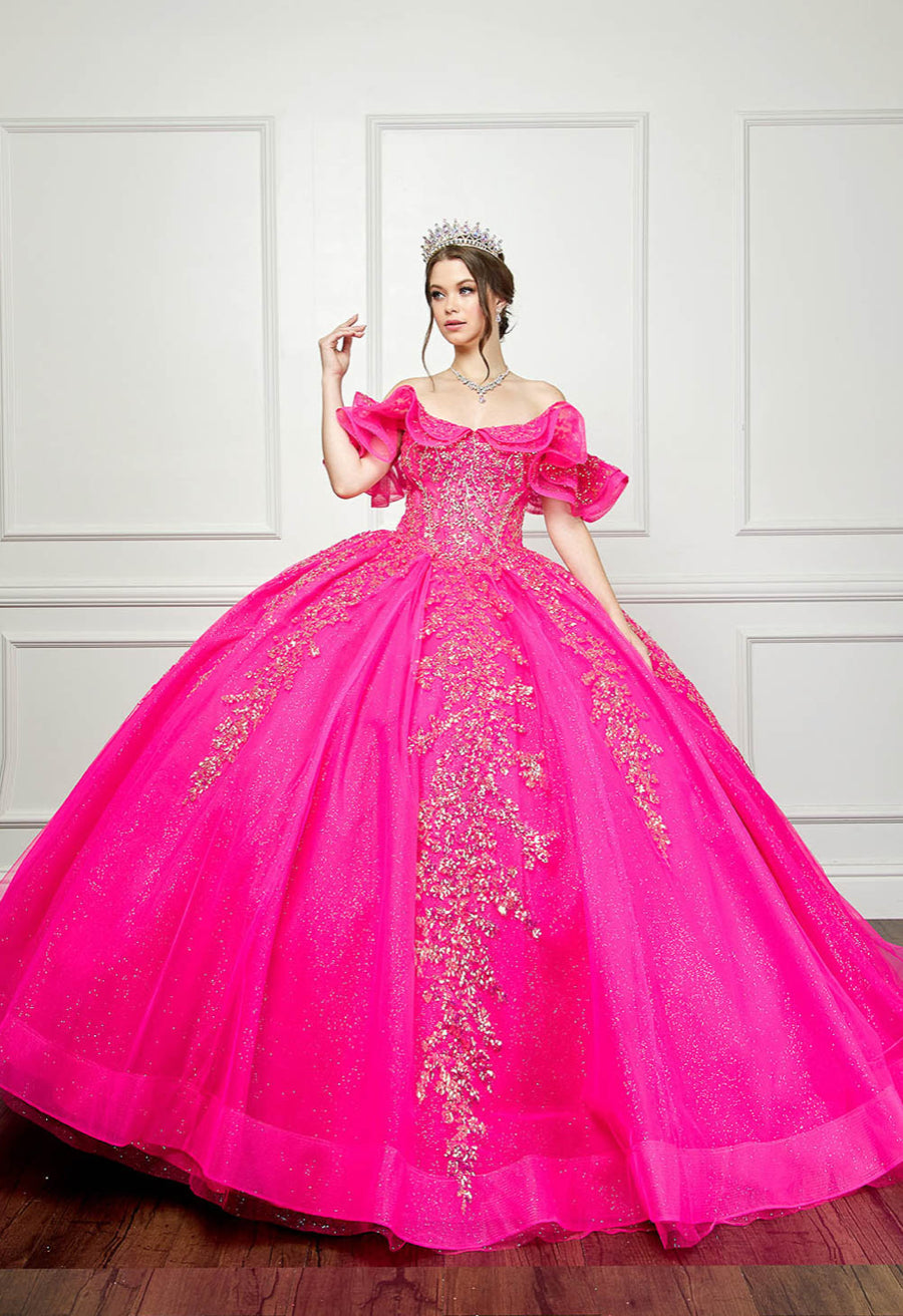 Hot Pink Iridescent Sequin Embroidery Dress. PQ1042 by Bella Couture