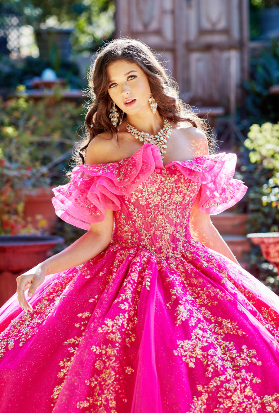 Hot Pink Iridescent Sequin Embroidery Dress. PQ1042 by Bella Couture