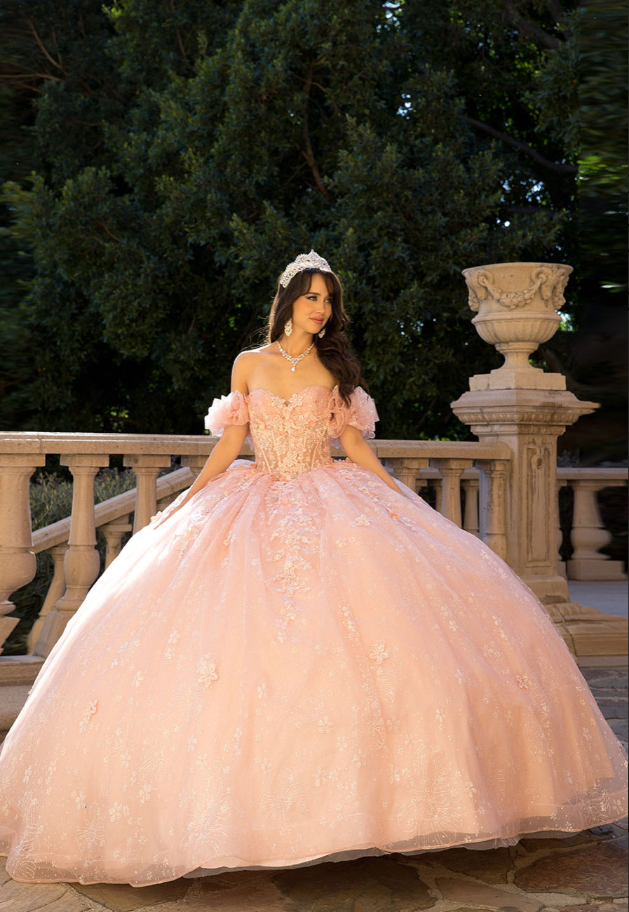 Exquisite Off Shoulder & 3D Flower Quince Dress. PQ1064 by Bella Couture
