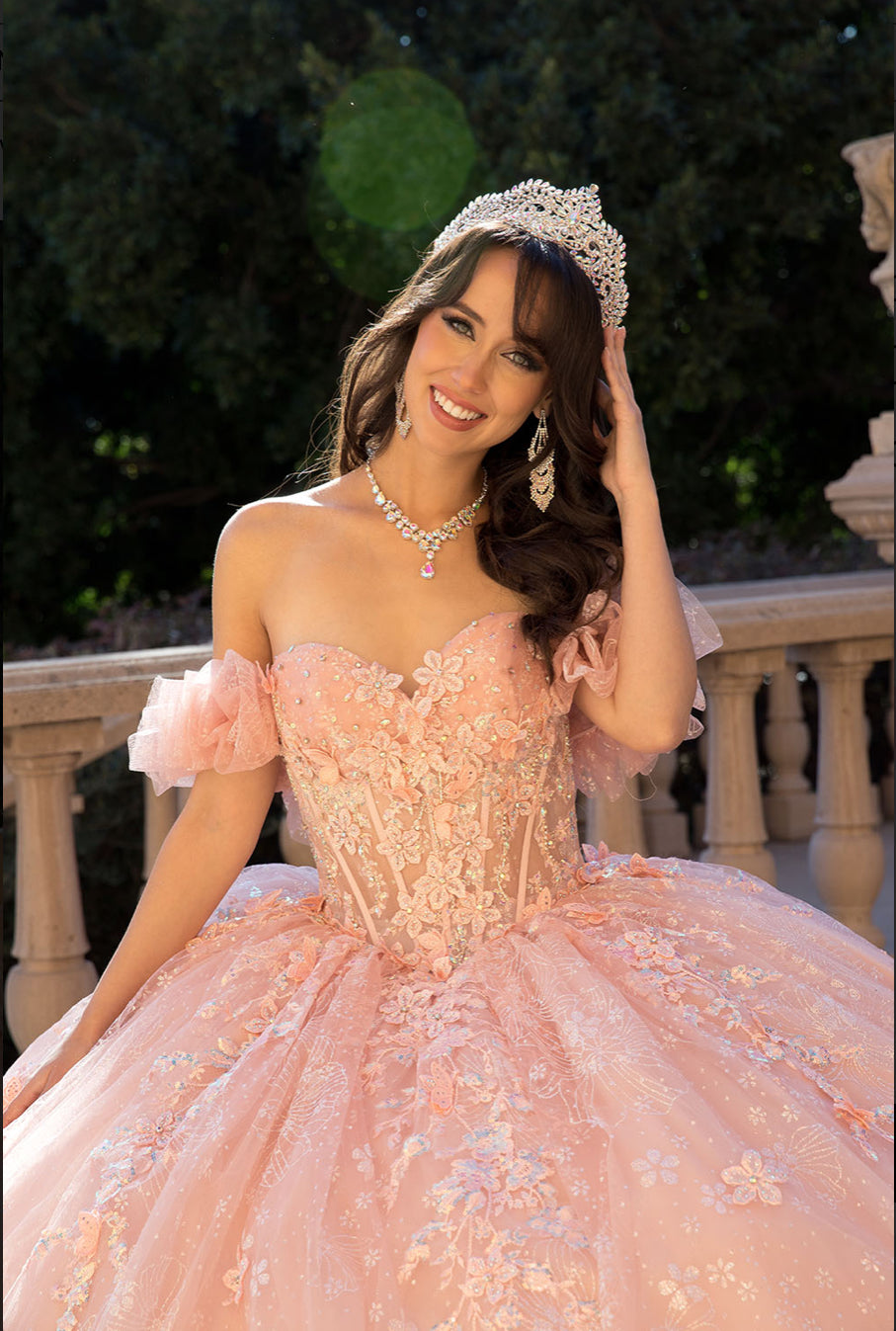 Exquisite Off Shoulder & 3D Flower Quince Dress. PQ1064 by Bella Couture
