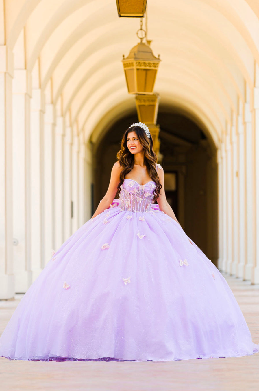 Corset Bodice Two tone Butterfly Quince Dress. PQ1032 by Bella Couture