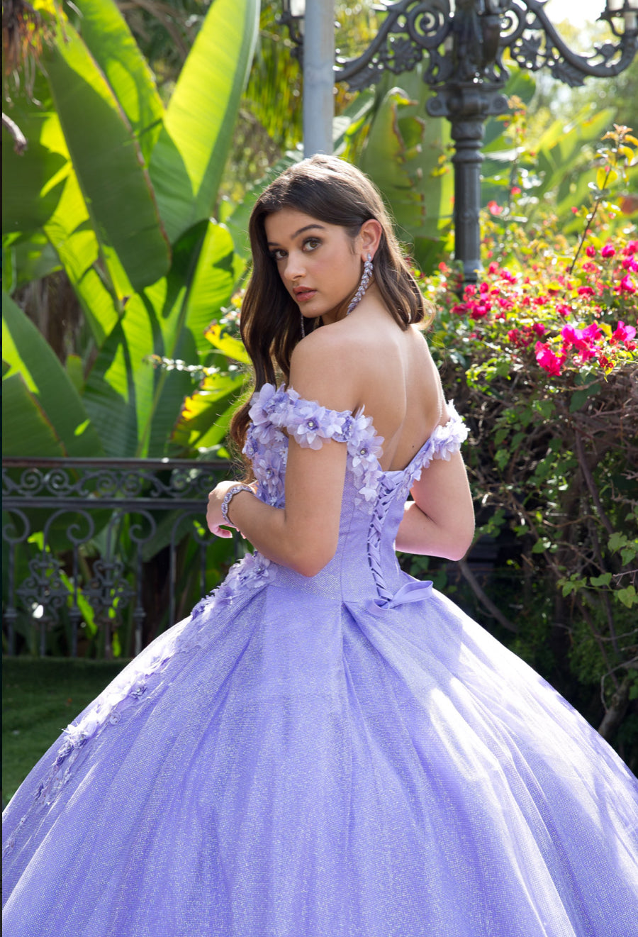 Madeline 3D Floral Off Shoulder Quince Dress without Cape. PQ1002 BY Bella Couture
