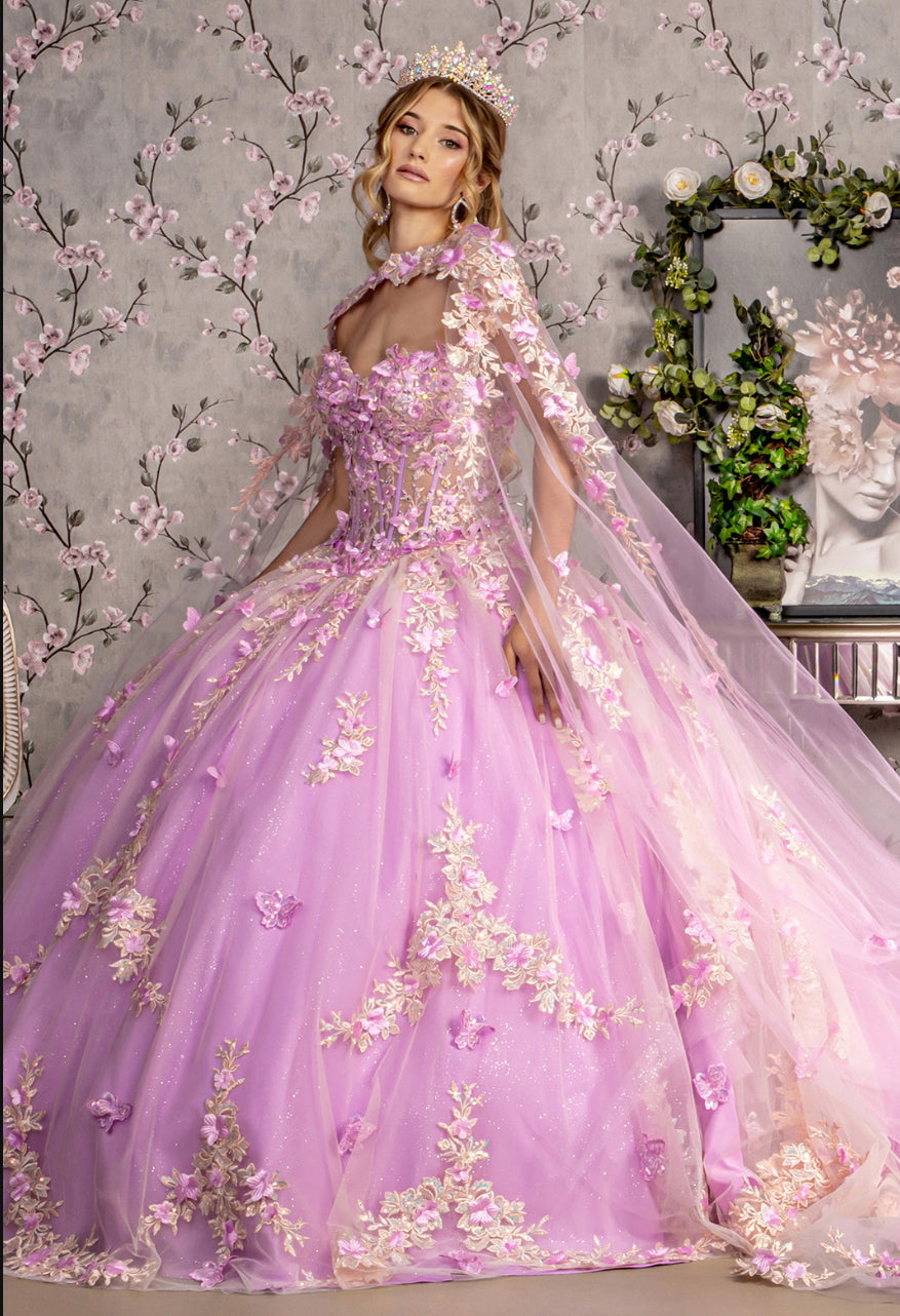 Sheer Bodice Strapless Sweetheart Mesh Ball Gown w/ Side Mesh Long Drapes. GL3467 GLS by Gloria