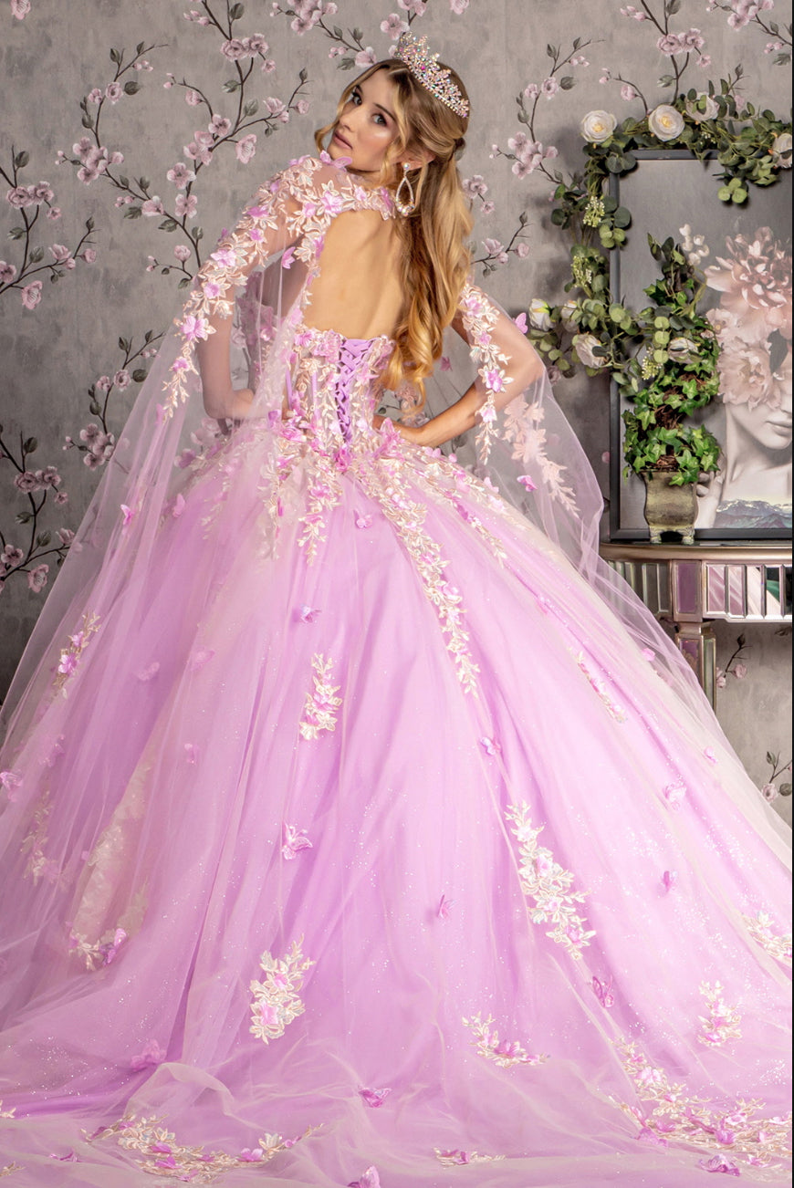Sheer Bodice Strapless Sweetheart Mesh Ball Gown w/ Side Mesh Long Drapes. GL3467 GLS by Gloria