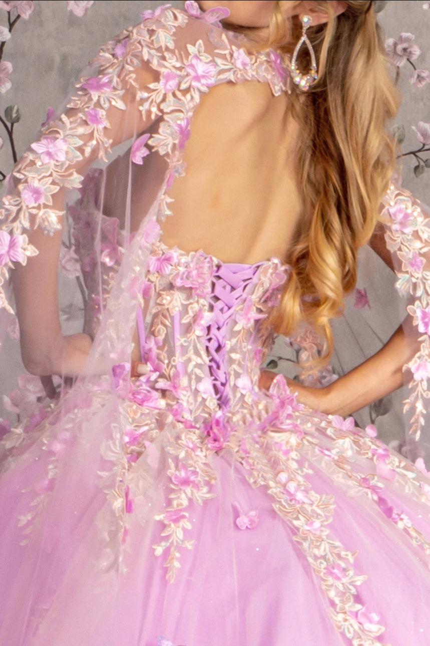 Sheer Bodice Strapless Sweetheart Mesh Ball Gown w/ Side Mesh Long Drapes. GL3467 GLS by Gloria
