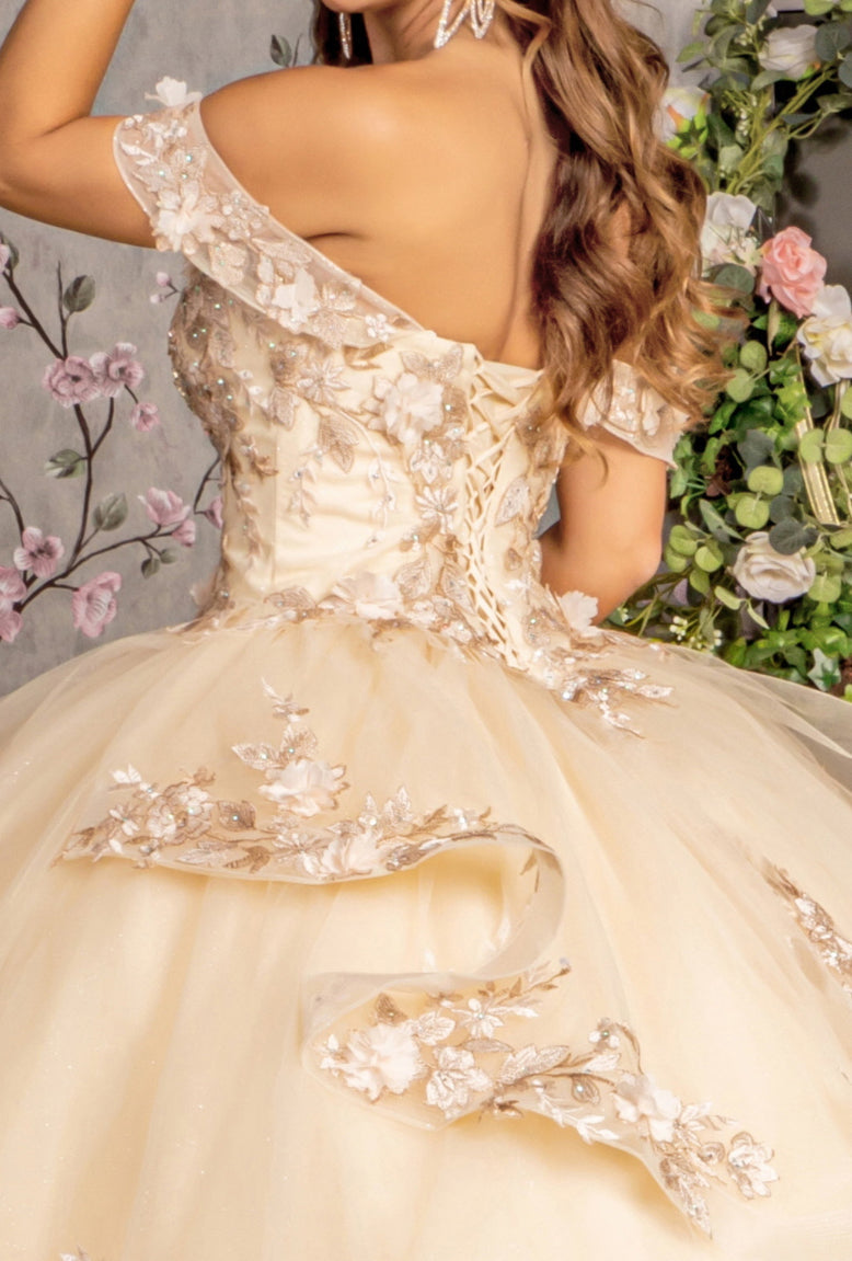 Jewel Sequin Sweetheart Off Shoulder Mesh Ball Gown. Gl3240 GLS by Gloria