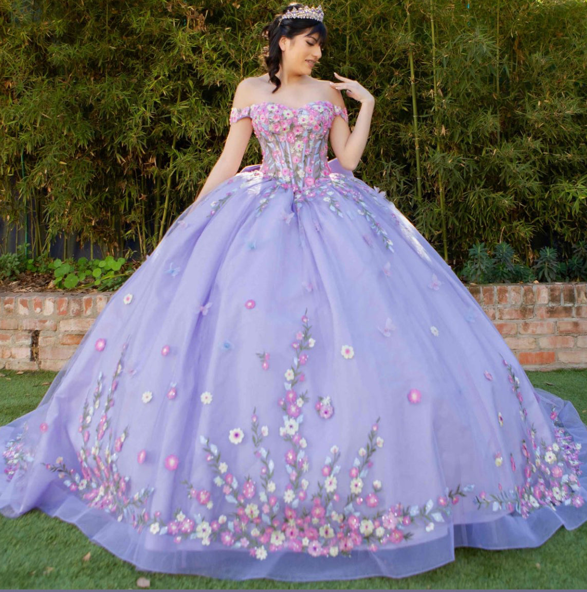 Colorful Daisy Embroidery Dress. 8260J by Cinderella Couture