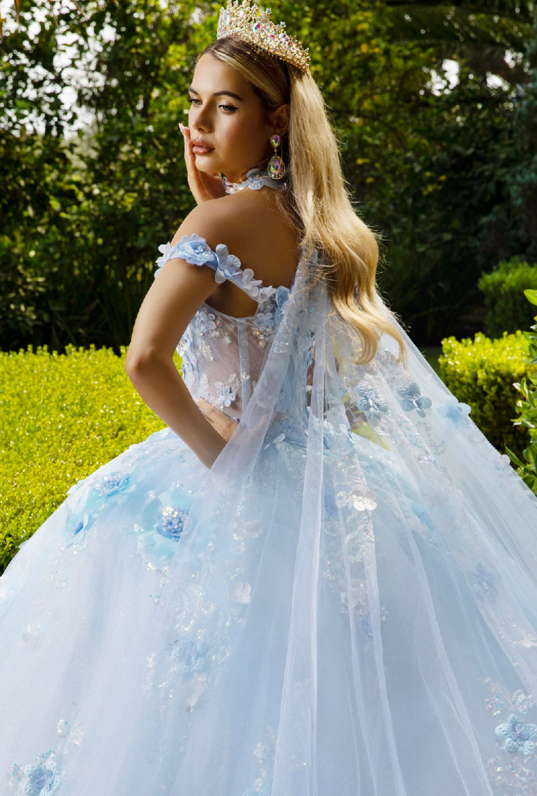 Flower appliqués sequins, jewels and glitter this ball gown . GL3611 GLS by Gloria