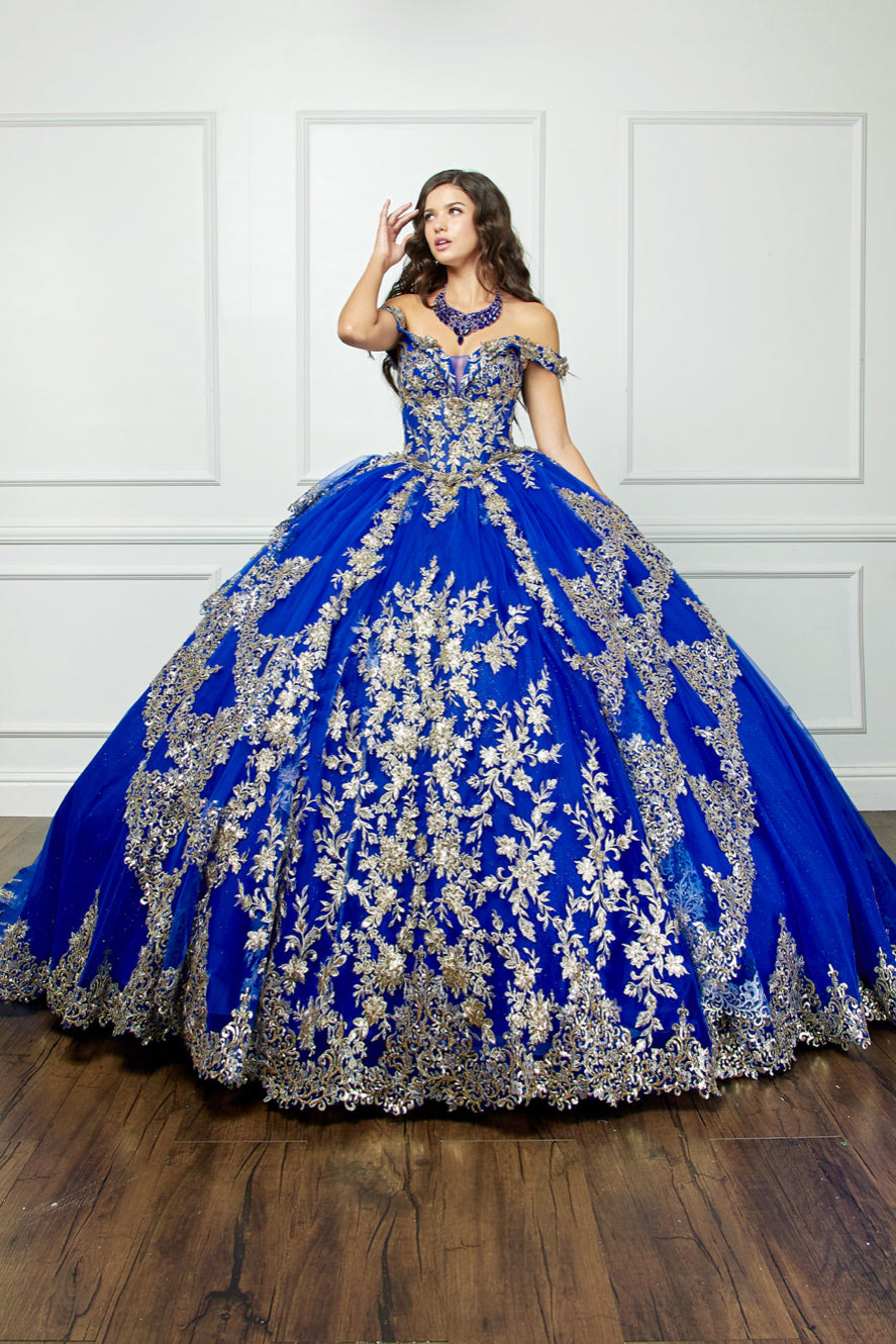 Bedazzled Off The Shoulder, Cathedral Train. PQ1055 By Bella Couture