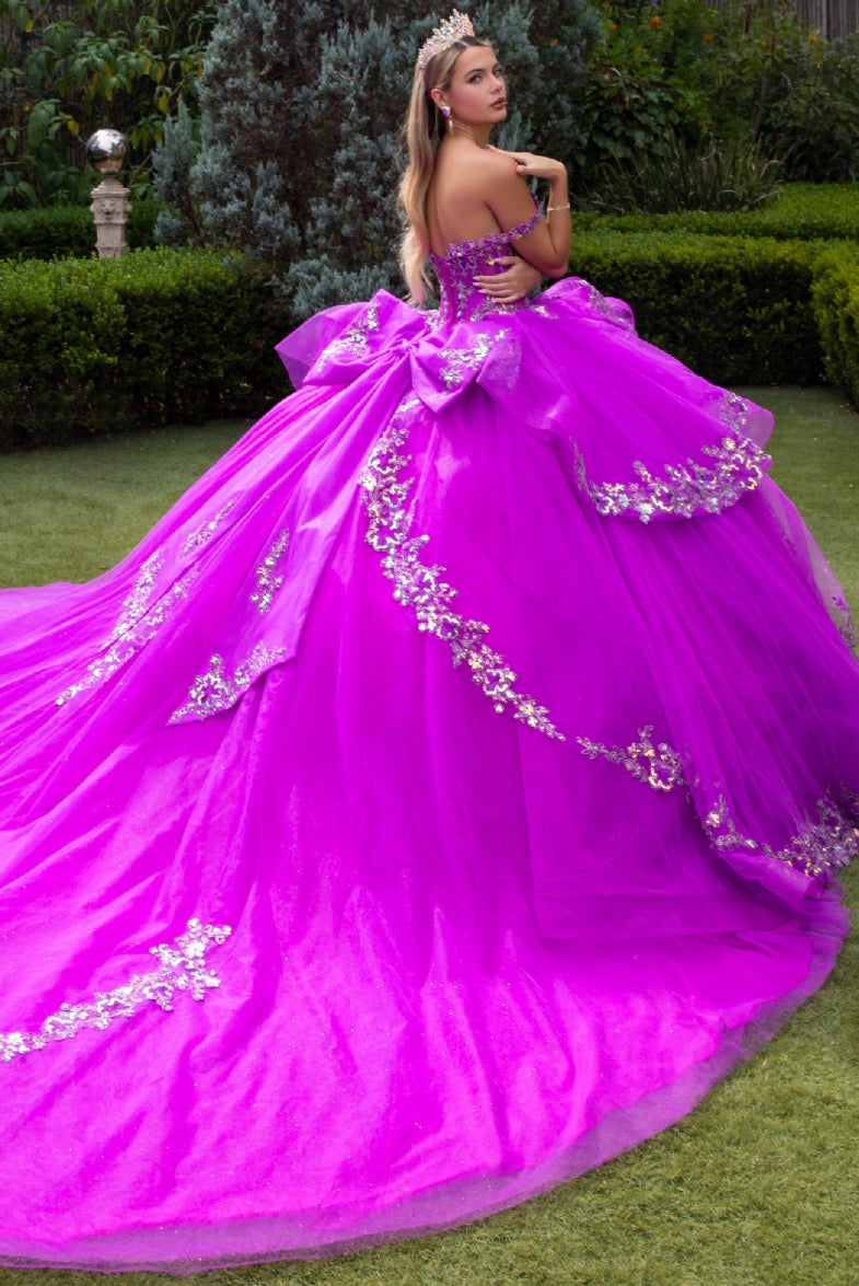 Look incredible in this layered ruffle ballgown with a train. GL3548 GLS by Gloria