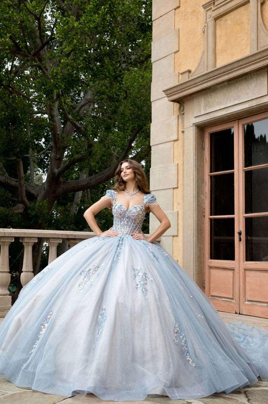 Enchanted Quince Dress: A Fairytale in Sequins, Tulle, and Long Bow. PQ1094 by ADORA DESIGN