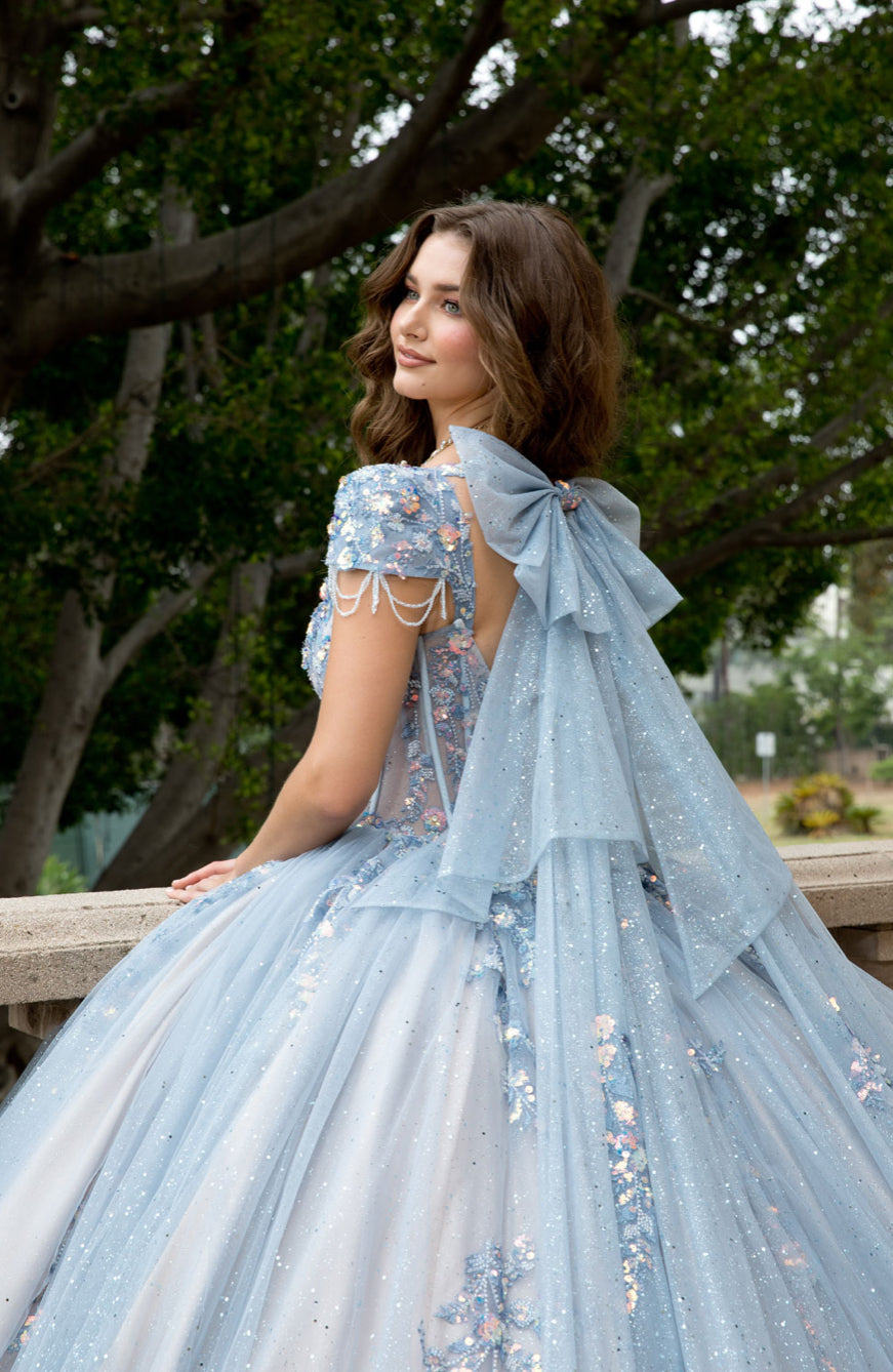 Enchanted Quince Dress: A Fairytale in Sequins, Tulle, and Long Bow. PQ1094 by ADORA DESIGN