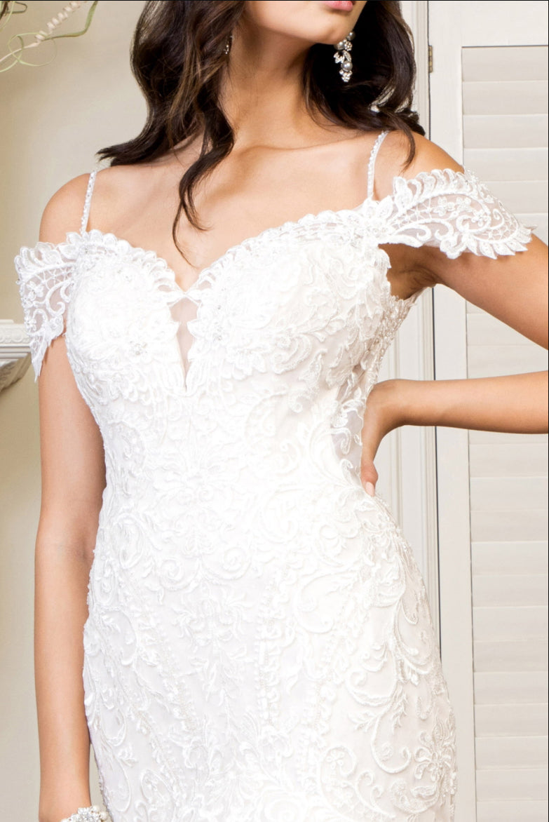 Sweethearted Embroidered Mesh Mermaid Wedding Gown w/ Tail. GL1938 GLS BY GLORIA