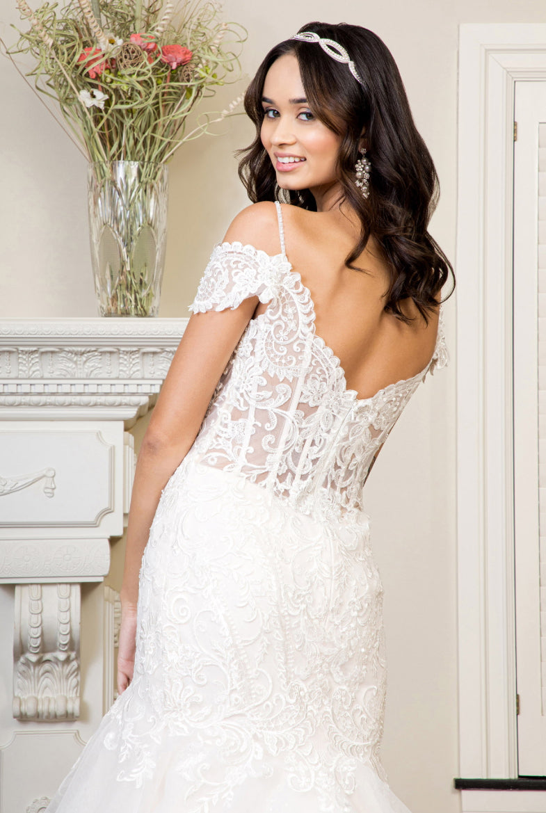 Sweethearted Embroidered Mesh Mermaid Wedding Gown w/ Tail. GL1938 GLS BY GLORIA