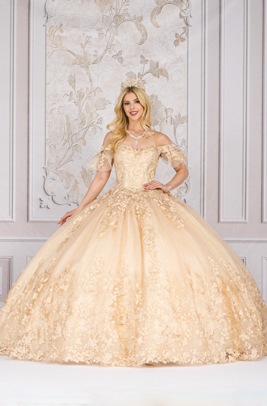 Detachable Ruffle Sleeves Dress. PQ1021 by BELLA COUTURE