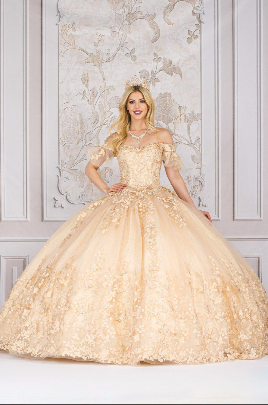 Detachable Ruffle Sleeves Dress. PQ1021 by BELLA COUTURE