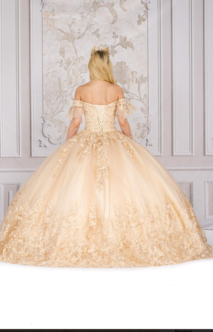 Detachable Ruffle Sleeves Dress. PQ1021 by BELLA COUTURE