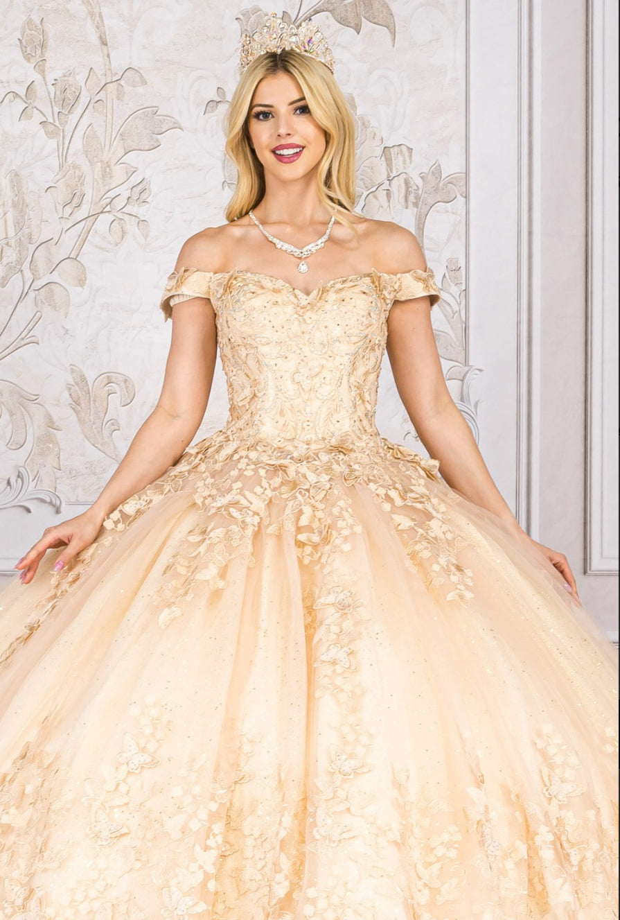 Detachable Ruffle Sleeves Dress. PQ1021 by BELLA COUTURE