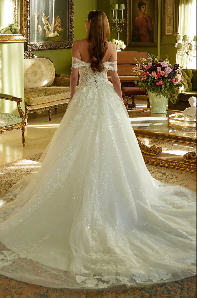 Decorated with beads, sequins and floral embroidery. GL3602 GLS BY GLORIA