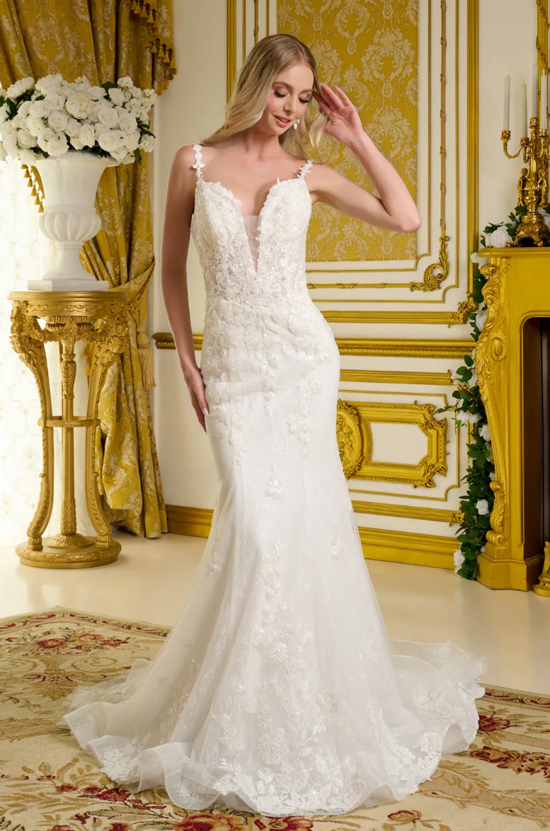 This form-fitting wedding gown features delicate. GL3658 GLS BY GLORIA