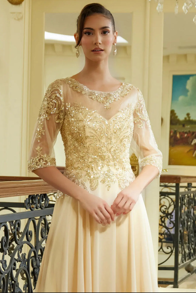 Embellished with beads, sequins, and metallic thread. GL3599 GLS ELIZABETH K