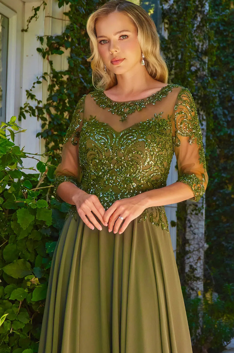 Embellished with beads, sequins, and metallic thread. GL3599 GLS ELIZABETH K