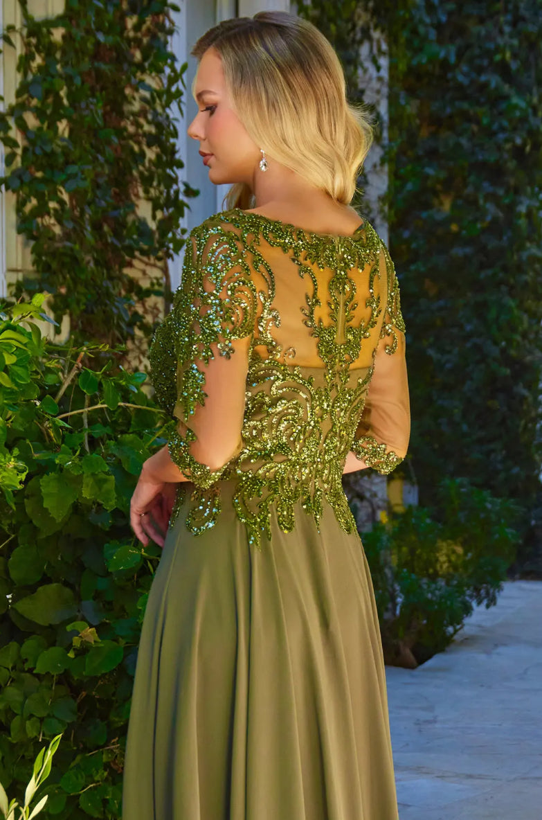 Embellished with beads, sequins, and metallic thread. GL3599 GLS ELIZABETH K