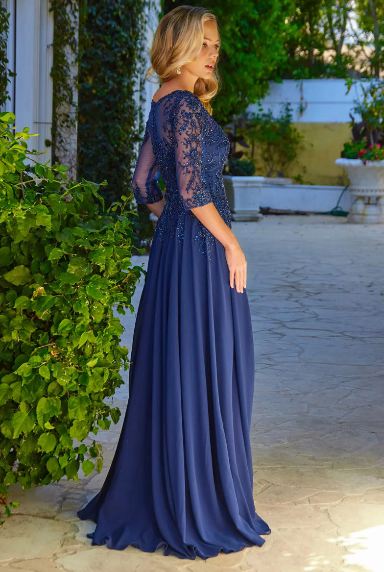 Show off in this beaded, sequin embroidered dress. GL3573 GLS BY ELIZABETH K