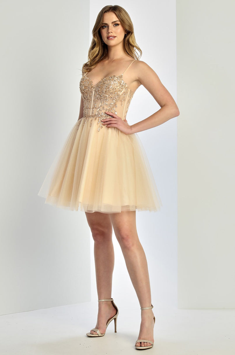 Floral Embroidery Embellished Glitter Mesh. 1065 BY ADORA DESIGN