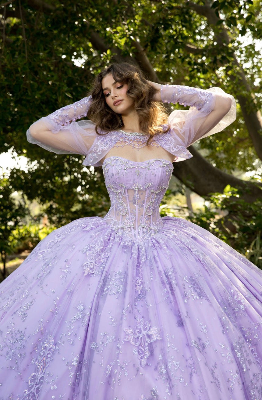 Elegant Quince Dress with Matching Bolero. PQ1097 BY BELLA COUTURE