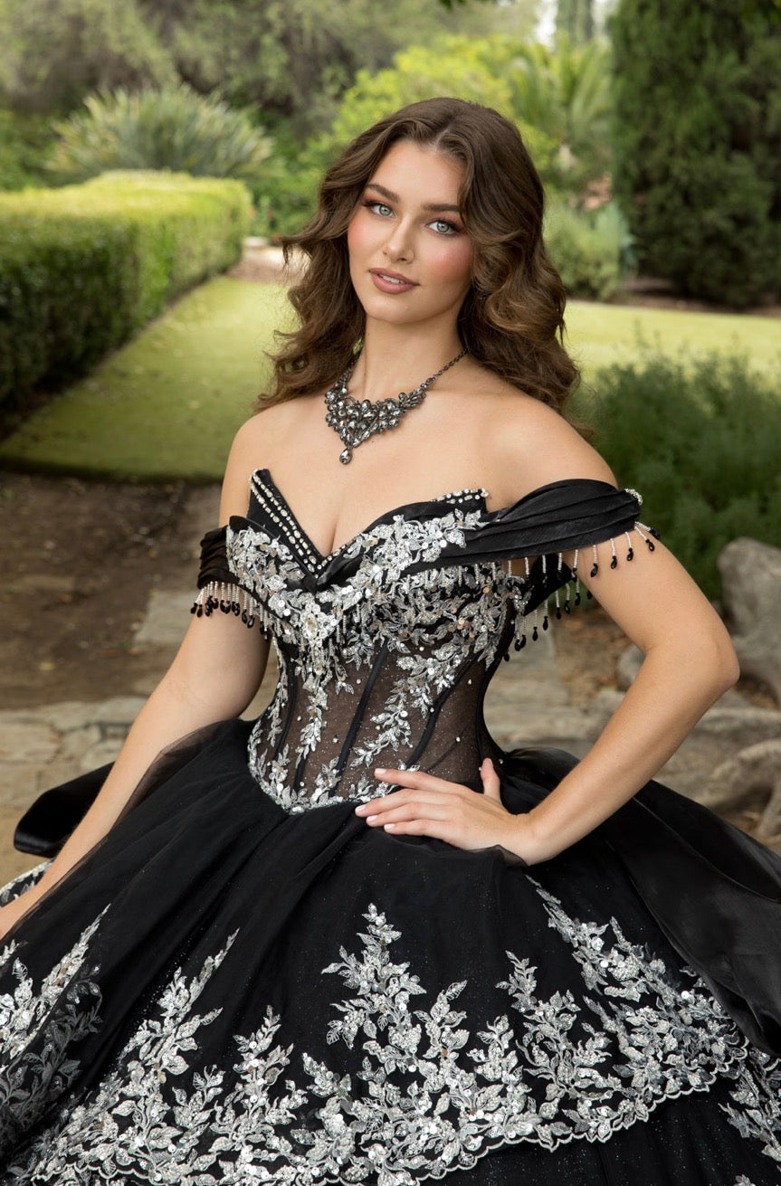 Detachable Pleated Collar with Shawl, Quince Dress. PQ1100 BY BELLA COUTURE