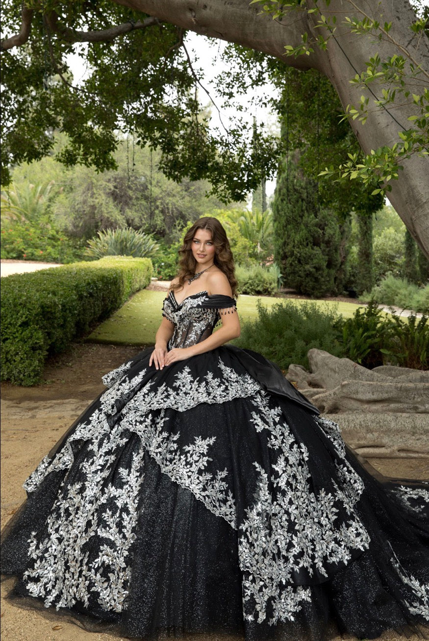 Detachable Pleated Collar with Shawl, Quince Dress. PQ1100 BY BELLA COUTURE