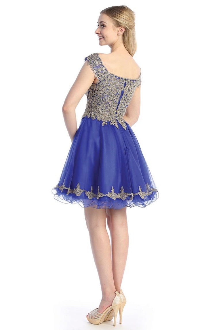 Floral gold Applique Dress. 6257L BY LET´S CORP