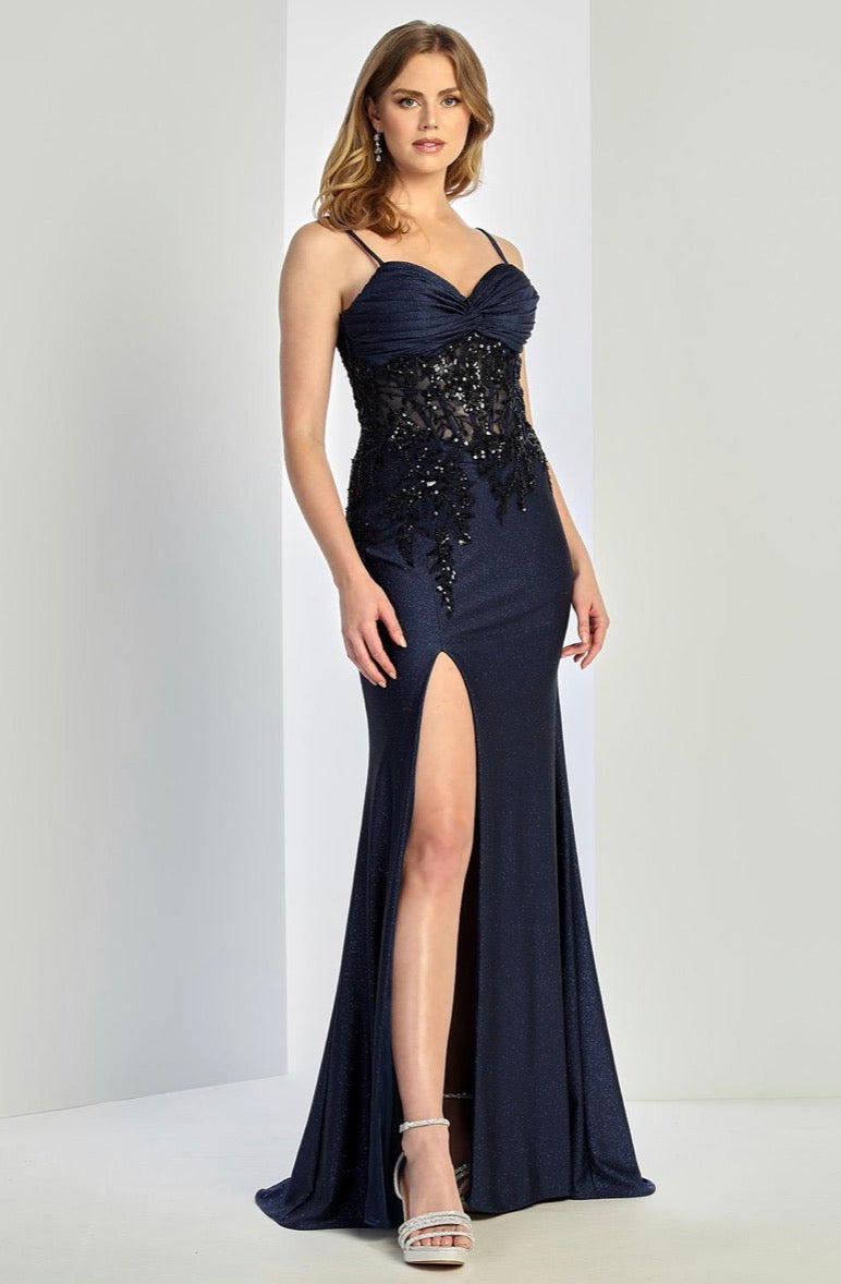 Glittery Spandex fabric, see-through corset dress. 3250 by ADORA DESIGN