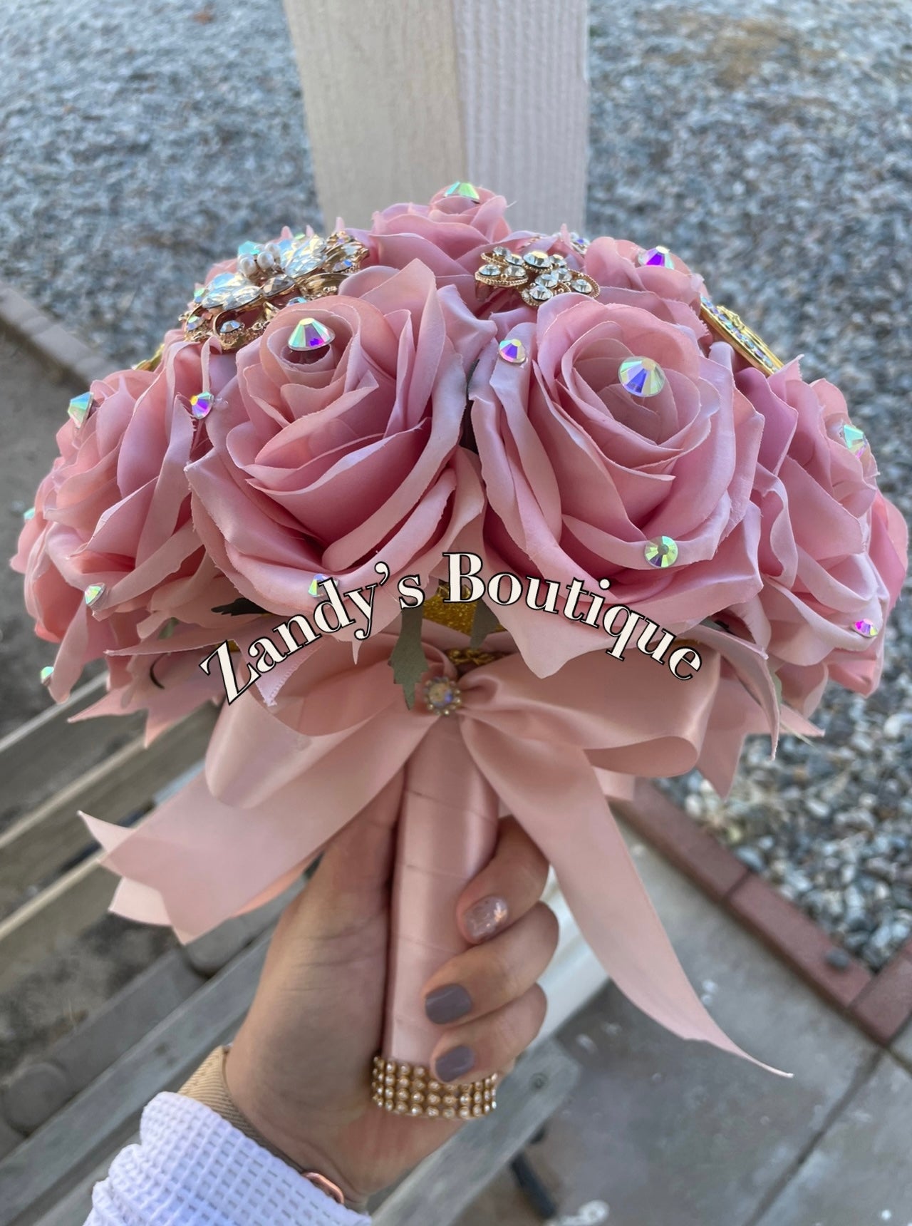 Blush with Gold Brooches and Horse Pendant Bouquet. BL030 by MARINA’S CRAFT. PREORDER AVAILABLE!