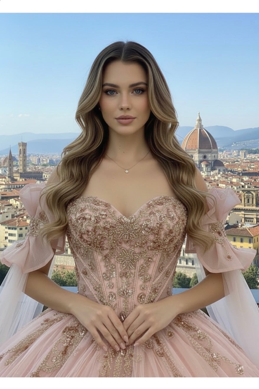 Romantic sweetheart neckline and a beautifully embroidered. PQ1113 BY BELLA COUTURE