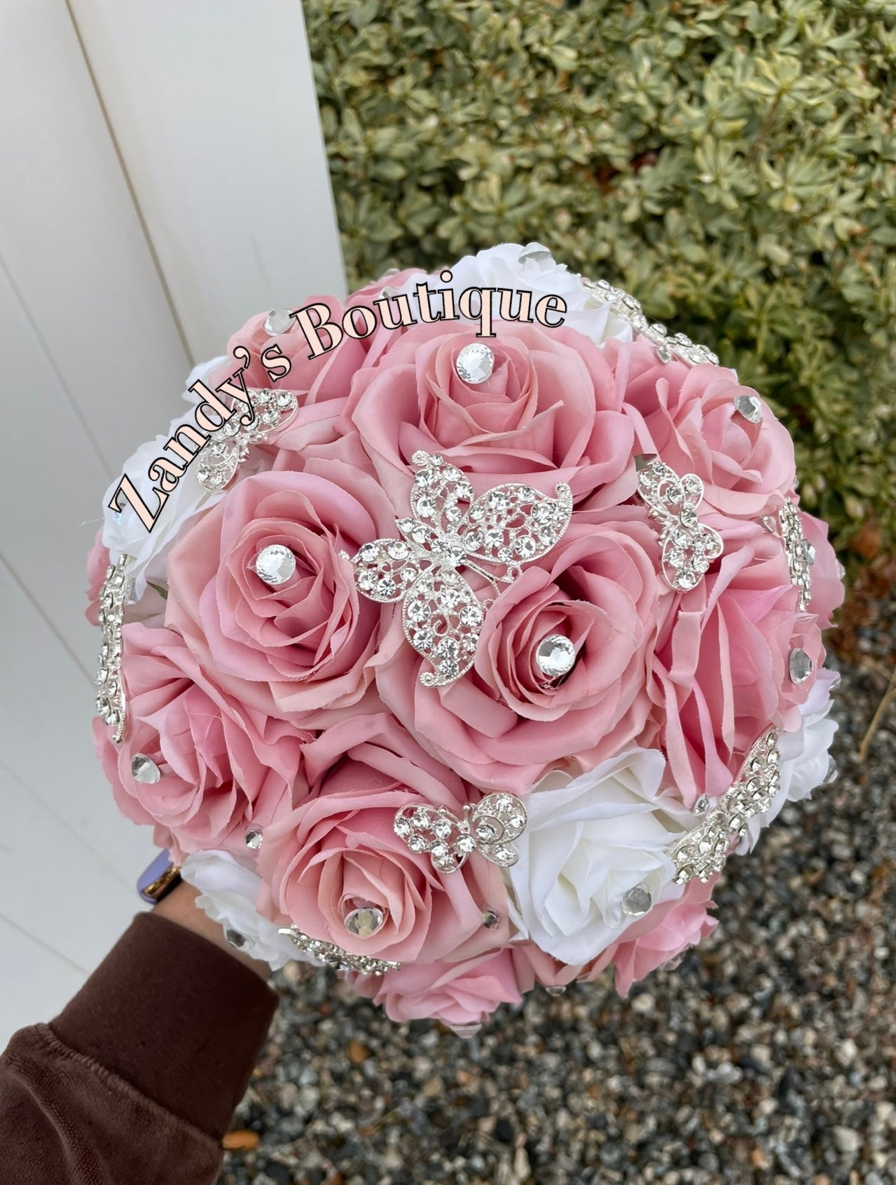 Blush and Ivory with Silver Butterfly Brooches. BLIV035 by MARINA’S CRAFT. PREORDER AVAILABLE!